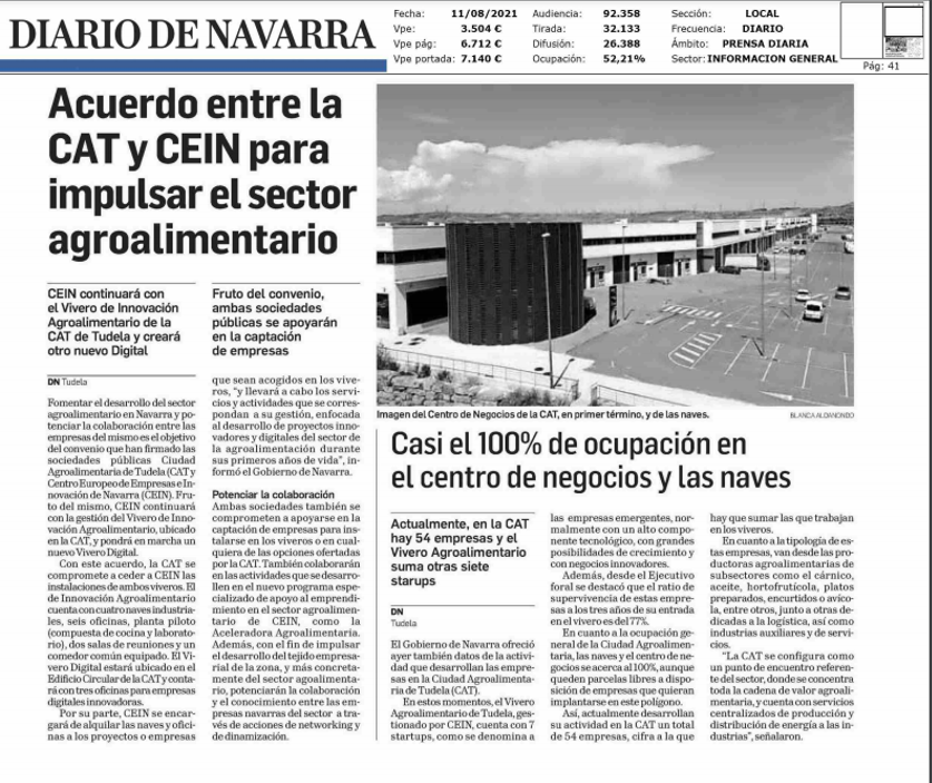 Recorte de la noticia publicada en la edición impresa de Diario de Navarra