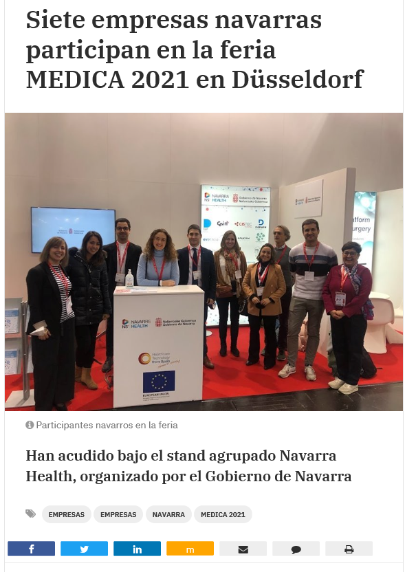 Fotografía del pantallazo de la noticia en la edición online del diario Pamplona Actual