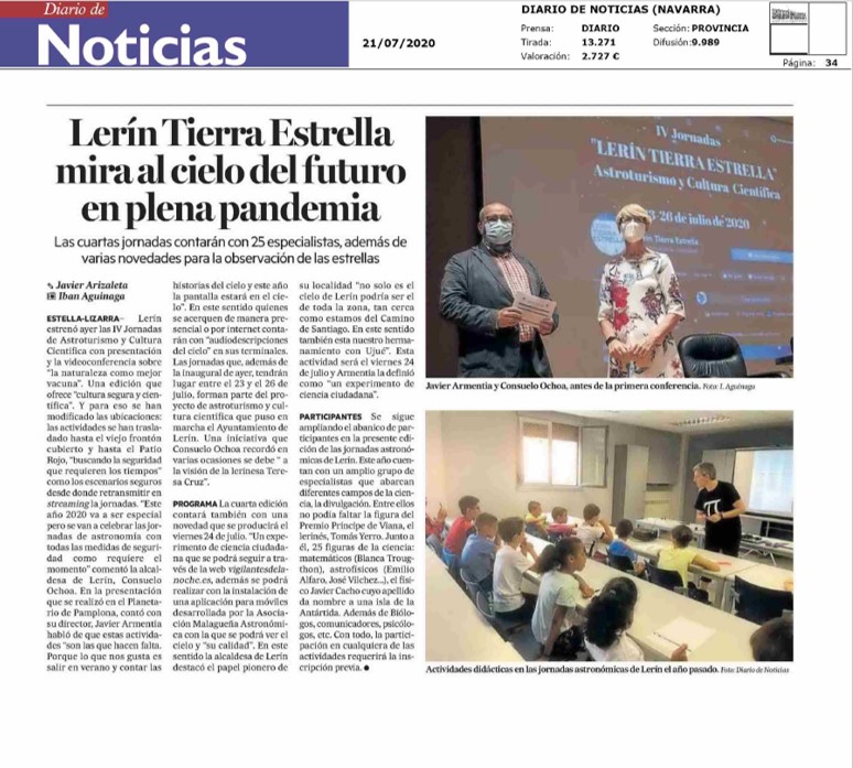 Recorte de la noticia publicada en la edición impresa de Diario de Noticias