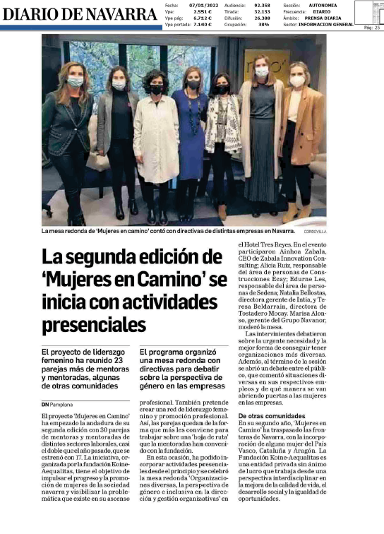 Fotografia del pantallazo de la noticia en la edición impresa del Diaro de Navarra