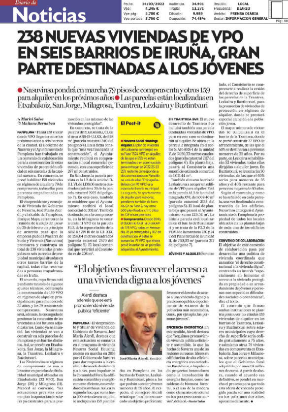 Fotografia del pantallazo de la noticia en la edición impresa del Diario de Noticias