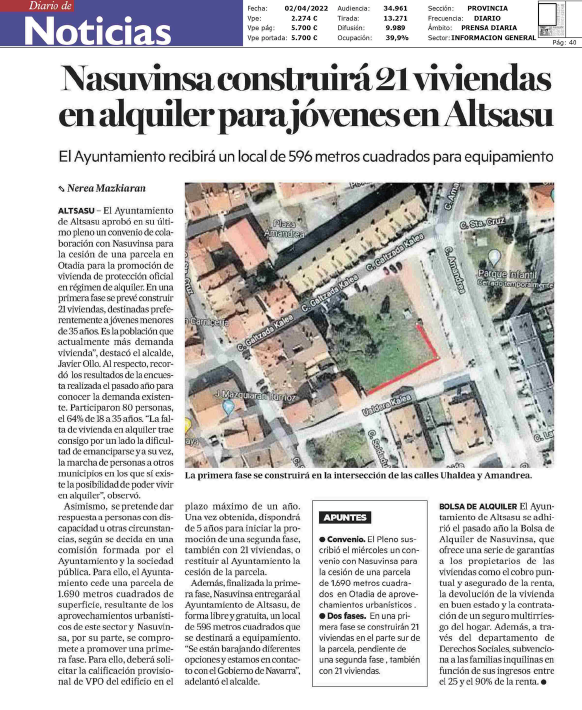 Fotografia del pantallazo de la noticia en la edición impresa del Diario de Noticias