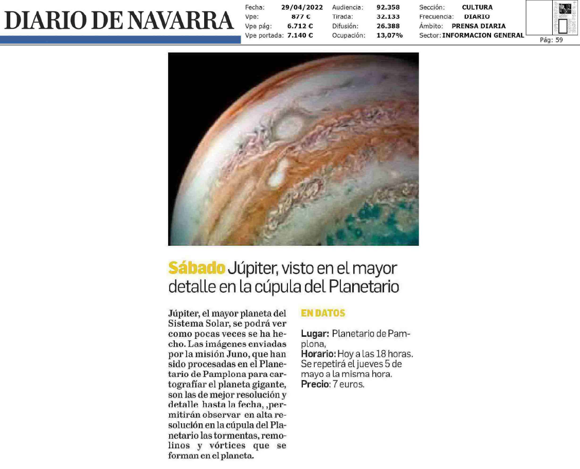 Fotografia del pantallazo de la noticia en la edición impresa del Diario de Navarra
