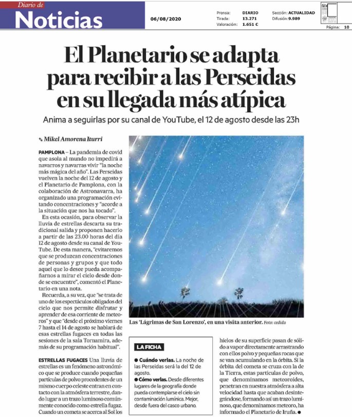 Recorte de la noticia publicada en la edición impresa de Diario de Noticias