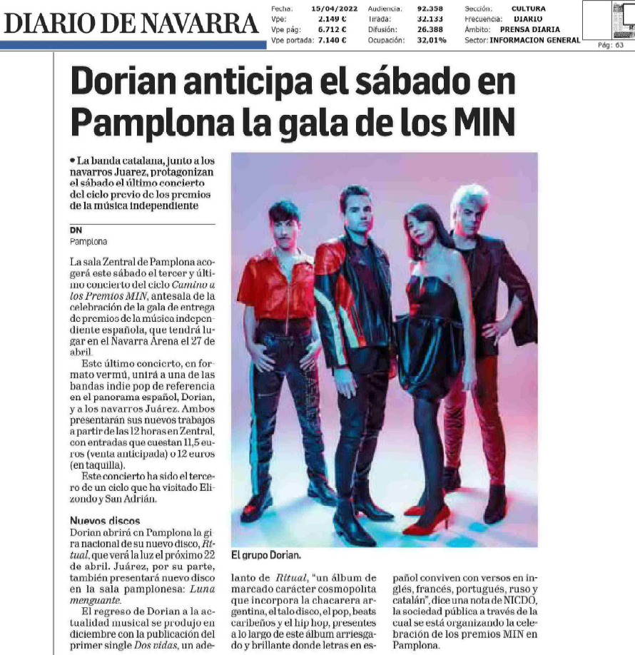 Fotografia del pantallazo de la noticia en la edición impresa del Diario de Navarra