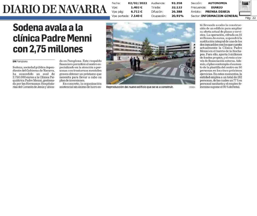 Fotografía del pantallazo de la noticia en la edición impresa del Diario de Navarra
