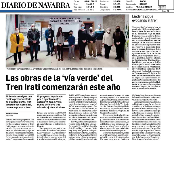 Fotografia del pantallazo de la noticia en la edición impresa del Diario de Navarra