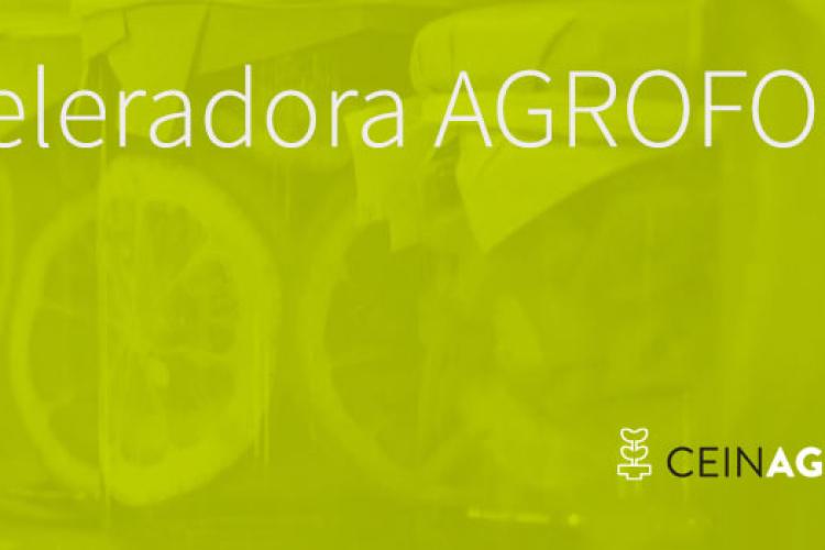 Fotografía de la frase aceleradora agrofood en blanco sobre un fondo verde