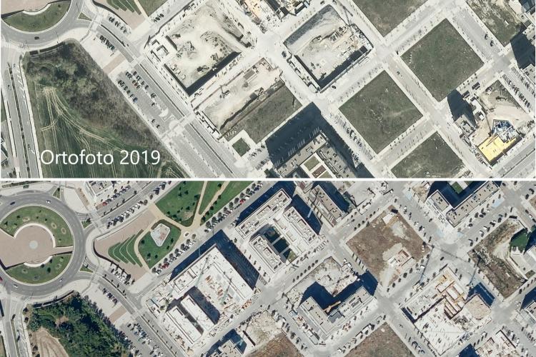 Fotografía aérea donde se ven urbanizaciones, rotondas, terrenos, etc.