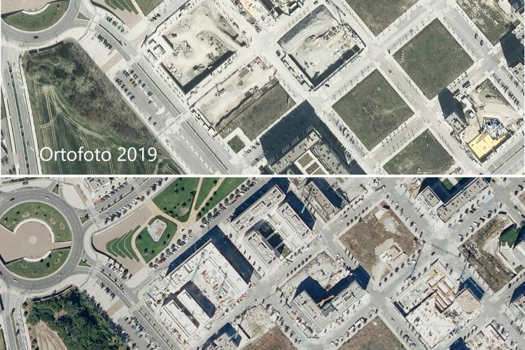 Fotografía aérea donde se ven urbanizaciones, rotondas, terrenos, etc.