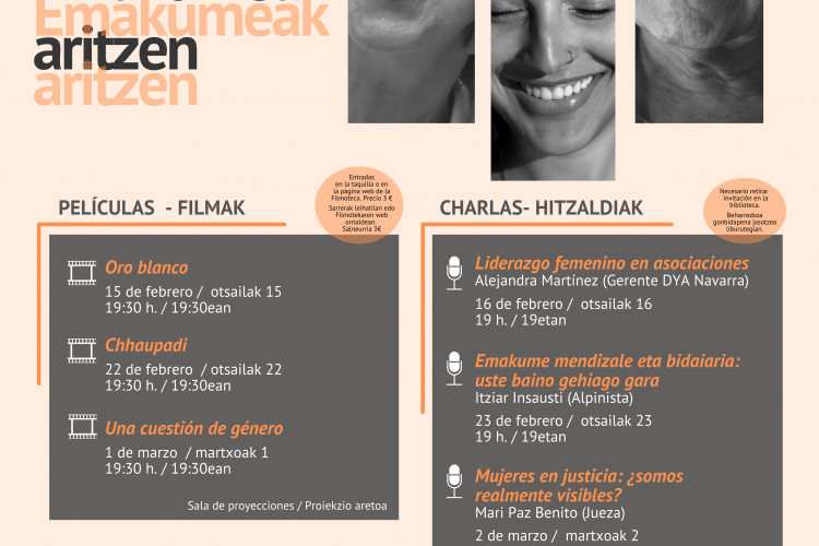 Fotografía del cartel promocional del ciclo donde aparecen la cara de tres mujeres