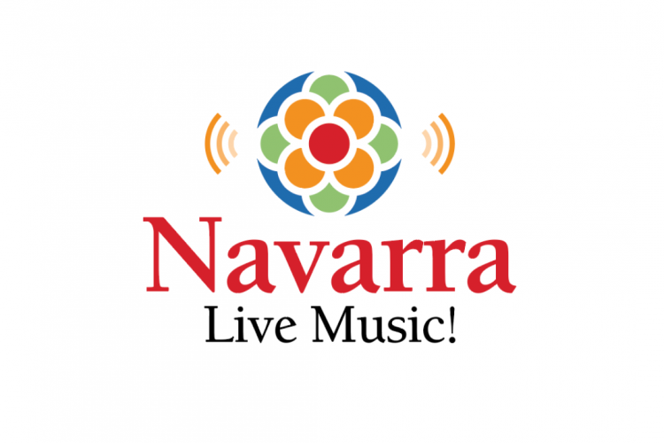 Fotografía del logotipo e la campaña con la palabra navarra en rojo y live music en negro