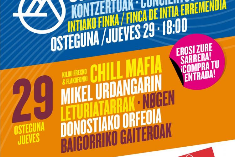 Cartel anunciador de los conciertos que tendrán lugar en el Festival Urmuga