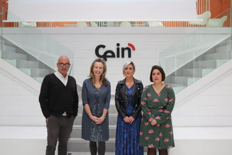 Fotografía de Arturo Cisneros, Izaskun Goñi, Nagore Ipiña y Amaia Pavón en las instalaciones de CEIN.
