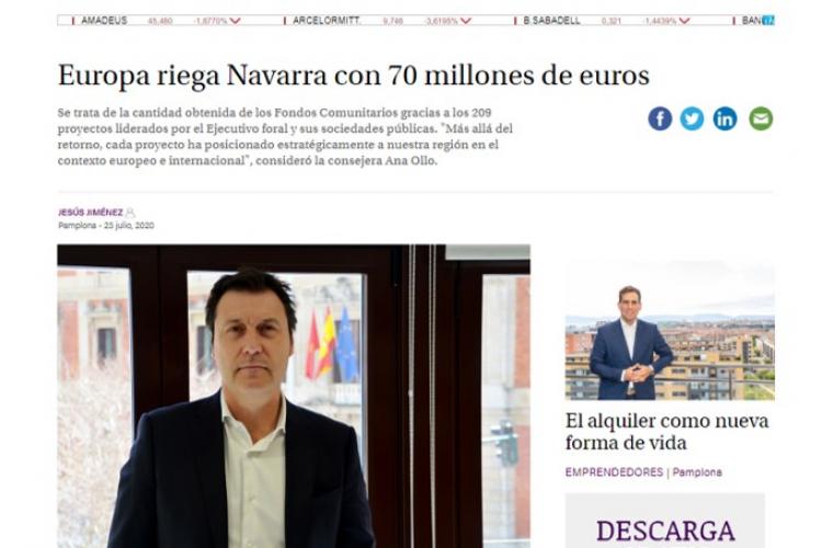 Pantallazo de la noticia recogida en Navarra Capital