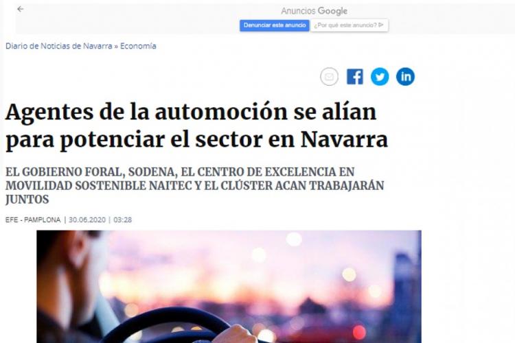 Recorte de la noticia en noticiasdenavarra.es