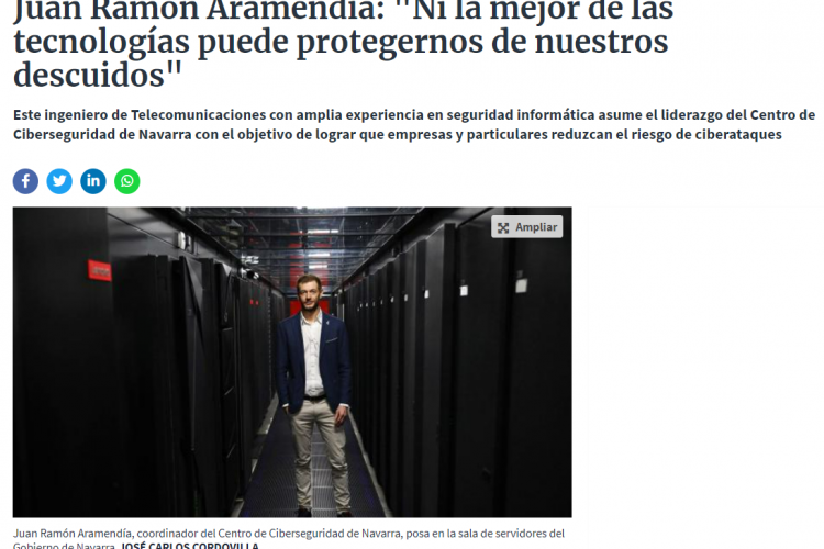 Fotografía del pantallazo de la noticia online de Diario de Navarra