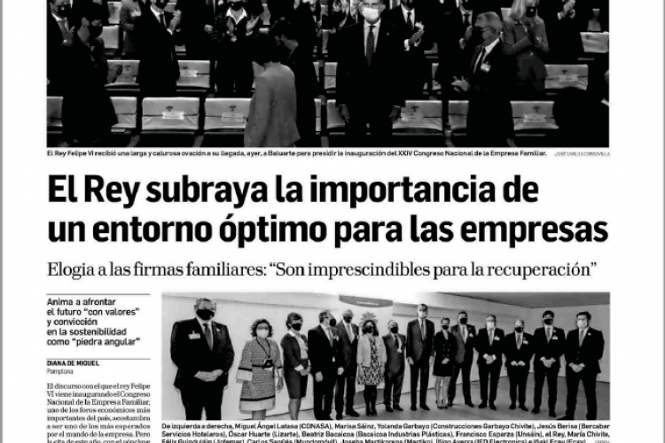 Fotografía del pantallazo de la noticia en la edición impresa del Diario de Navarra.