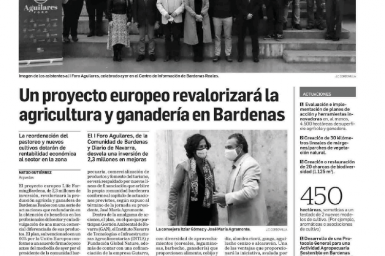 Fotografía del pantallazo de la noticia en la edición impresa del Diario de Navarra