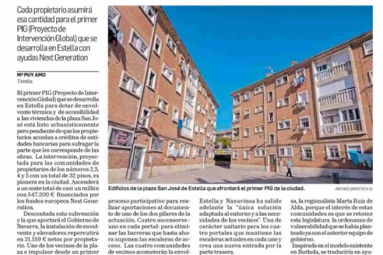 Fotografía del pantallazo de la noticia impresa de Diario de Navarra