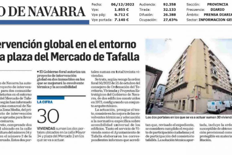 Fotografía del pantallazo de la noticia en la edición impresa del Diario de Navarra