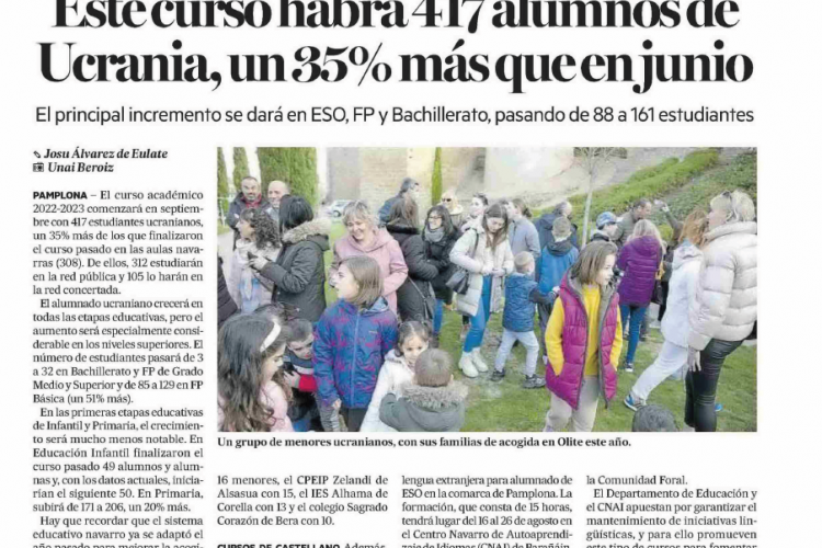 Fotografía del pantallazo de la noticia en la edición impresa del Diario de Noticias