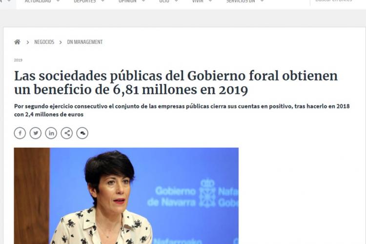 Vista de la página de la noticia en la versión digital de Diario de Navarra