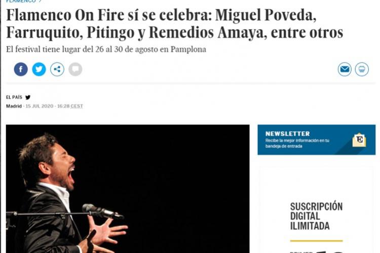 Noticia de El País en su edición nacional digital sobre el Flamenco On Fire