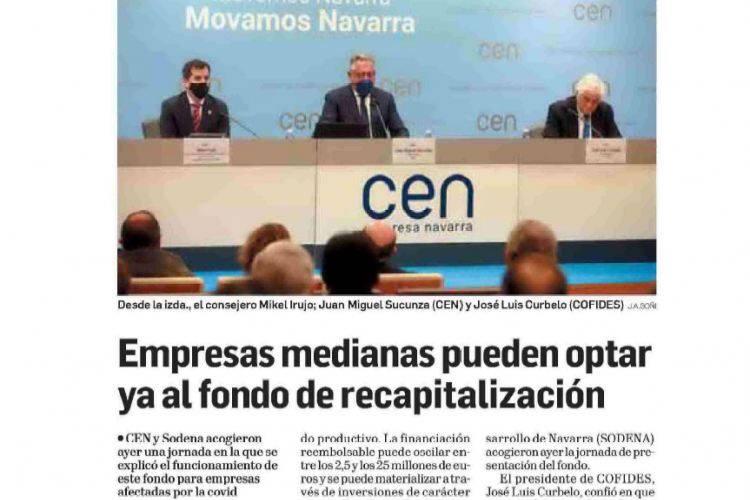 Fotografia del pantallazo de la noticia en la edición impresa del Diario de Navarra