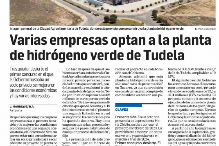 Fotografía del pantallazo de la noticia en la edición impresa del Diario de Navarra