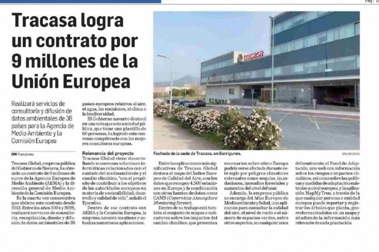 Fotografía del pantallazo de la noticia en la edición impresa del Diario de Navarra