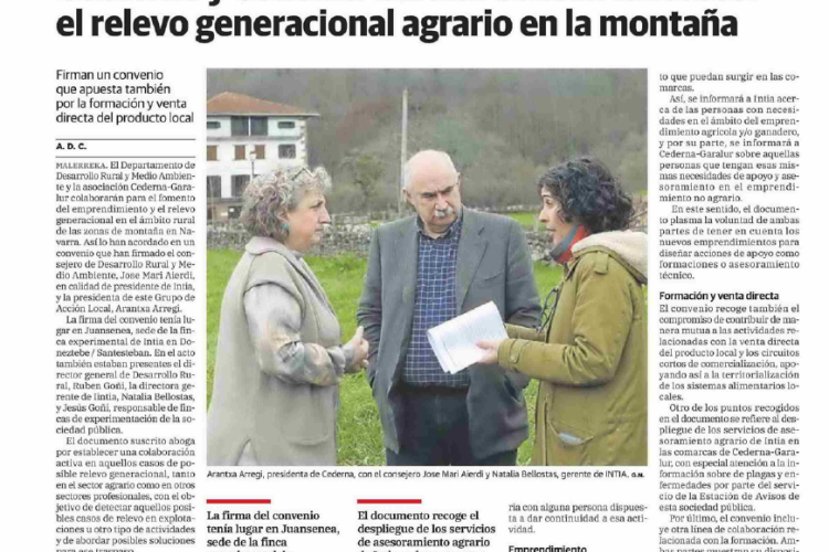 Fotografía del pantallazo de la noticia en la edición impresa del Diario Vasco