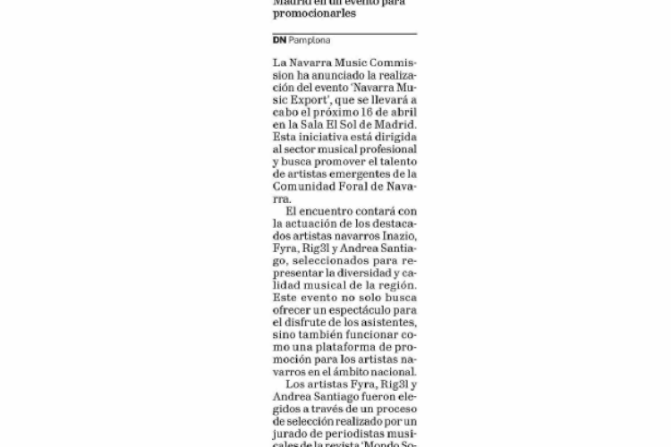 Fotografía del pantallazo de la noticia en la edición impresa de Diario de Navarra