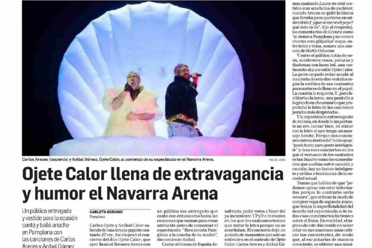 Fotografía del pantallazo de la noticia en la edición impresa del Diario de Navarra