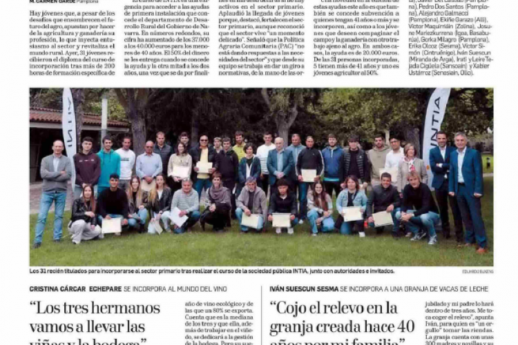 Fotografía del pantallazo de la noticia impresa en Diario de Navarra