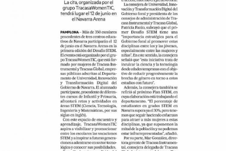 Fotografía del pantallazo de la noticia impresa en Diario de Noticias