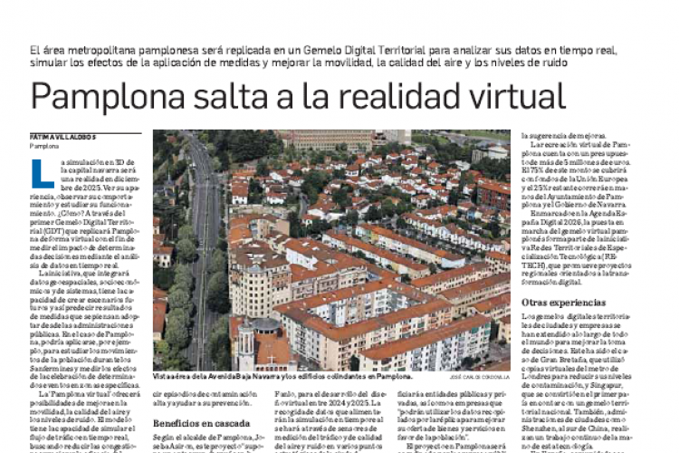 Fotografía del pantallazo de la noticia impresa en Diario de Navarra