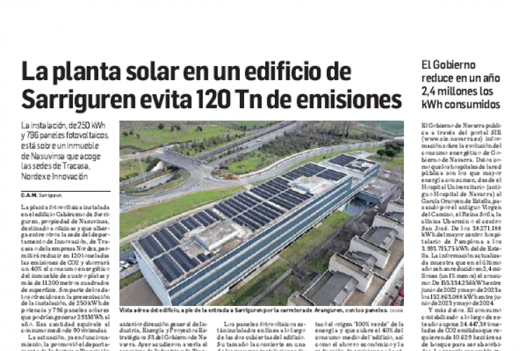 Fotografía del pantallazo de la noticia impresa en Diario de Navarra