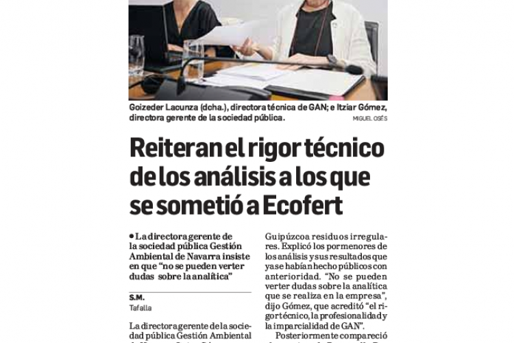 Fotografía del pantallazo de la noticia en la edición impresa del Diario de Navarra