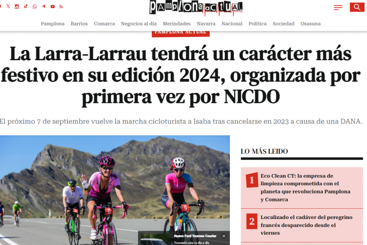 Fotografía del pantallazo de la noticia en la edición online de Pamplona Actual 