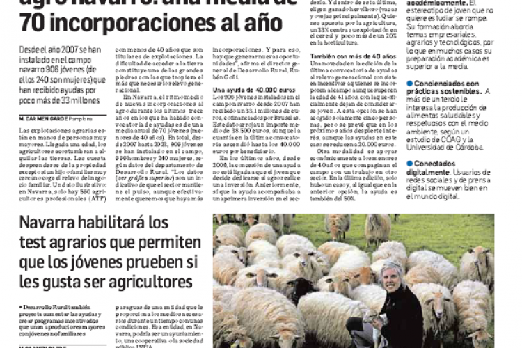 Fotografía del pantallazo de la noticia en la edición impresa de Diario de Navarra