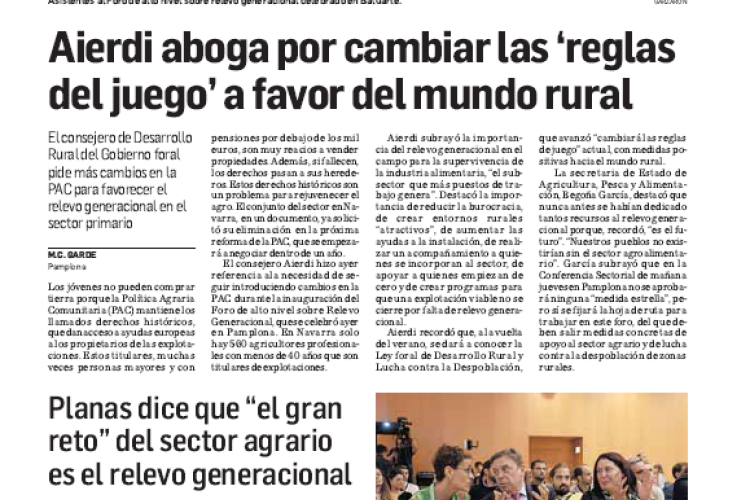 Fotografía del pantallazo de la noticia en la edición impresa de Diario de Navarra