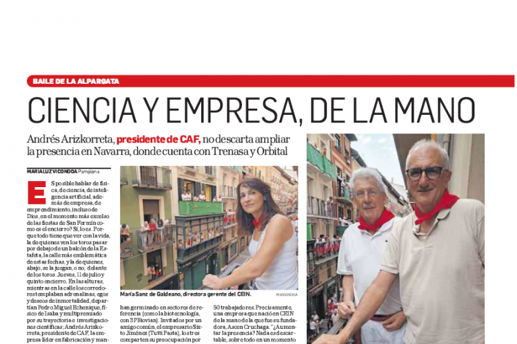 Fotografía del pantallazo de la noticia en la edición impresa del Diario de Navarra