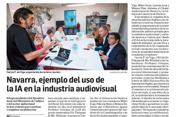 Fotografía del pantallazo de la noticia en la edición impresa del Diario de Navarra