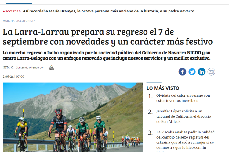 Fotografía del pantallazo de la noticia en la edición digital de Diario de Noticias