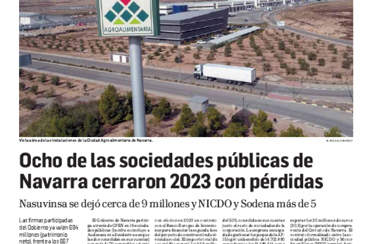 Fotografía del pantallazo de la noticia en la edición impresa de Diario de Navarra