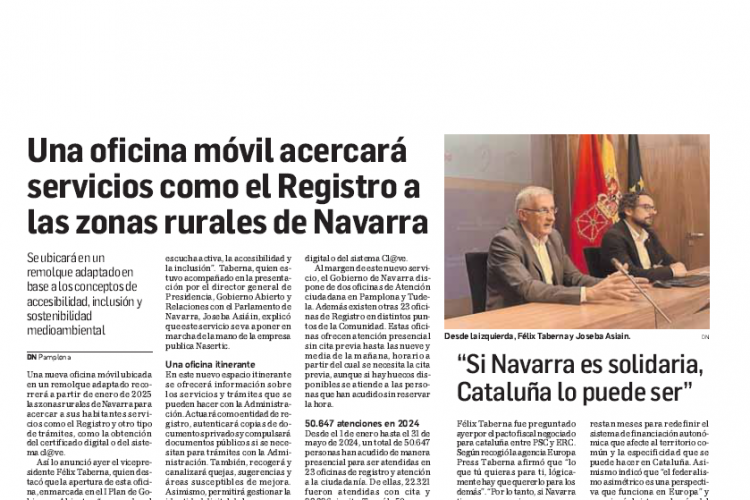 Fotografía del pantallazo de la noticia en la edición impresa de Diario de Navarra
