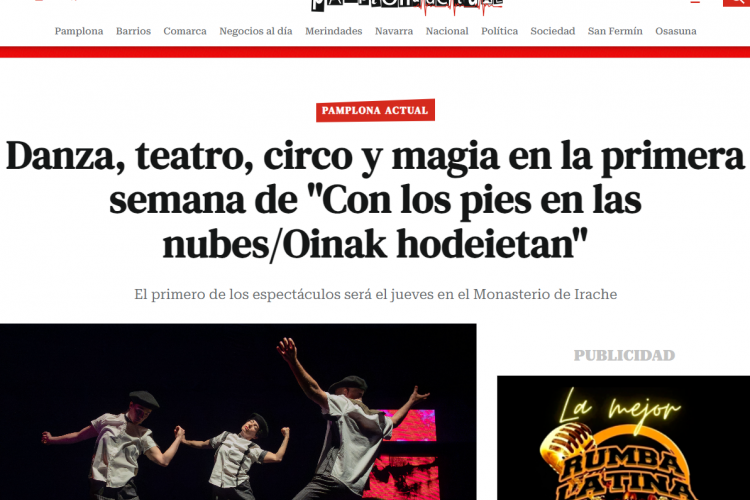 Fotografía del pantallazo de la noticia en la edición online de Pamplona Actual 