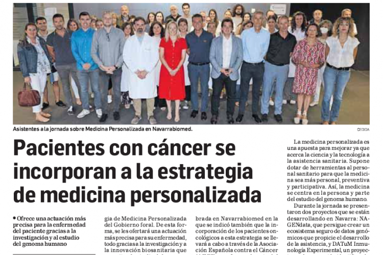Fotografía del pantallazo de la noticia en la edición impresa de Diario de Navarra