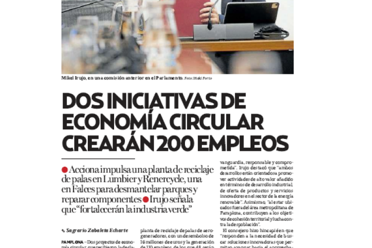 Fotografía del pantallazo de la noticia en la edición impresa de Diario de Noticias